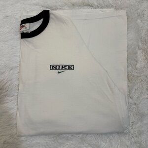 Vintage 90’s Nike Longsleeve 2 Tone Ringer T Shirt Green Swoosh White Tag XXL